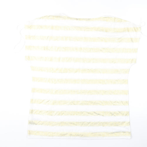 Bonmarché Women's White Striped T-Shirt Size 14
