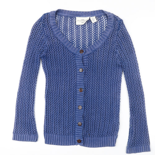 H&M Women's Blue Cardigan - Size 8, Cotton Knit