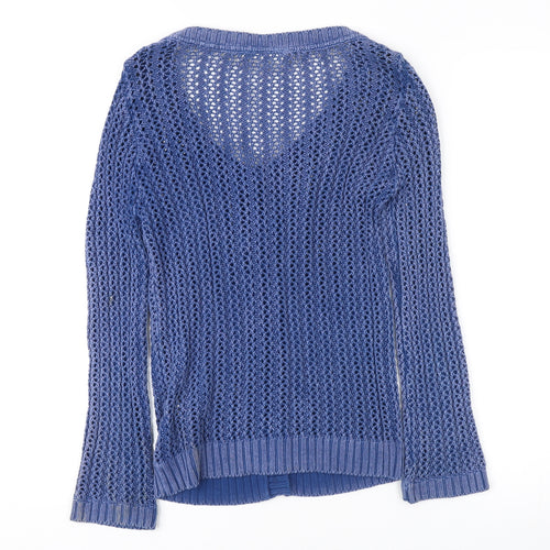 H&M Women's Blue Cardigan - Size 8, Cotton Knit