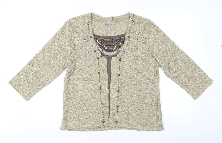 Marks and Spencer Beige Women's Cardigan, Size L Knit