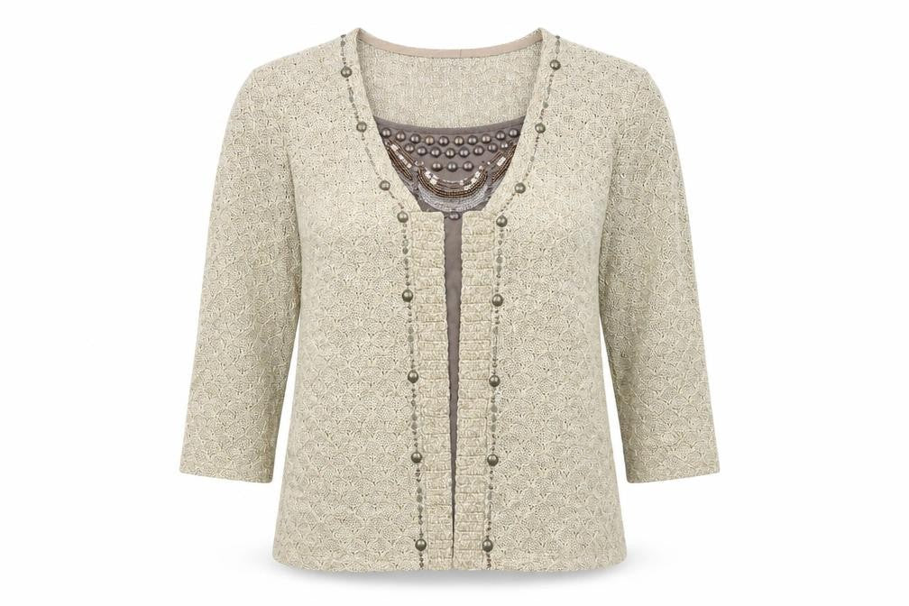 Front view of Marks & Spencer Beige Women's Cardigan, size L, Knit
