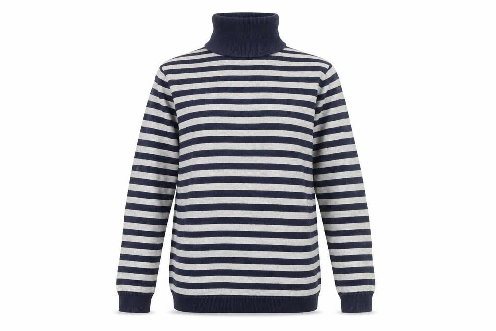Front view of Green Coast Women's Blue Striped jumper L