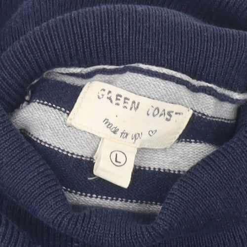 Green Coast Women's Blue Striped Pullover Jumper L