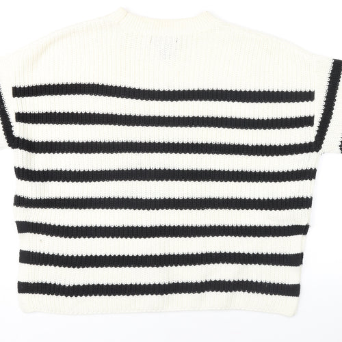 New Look Women's White Striped Knit Jumper S