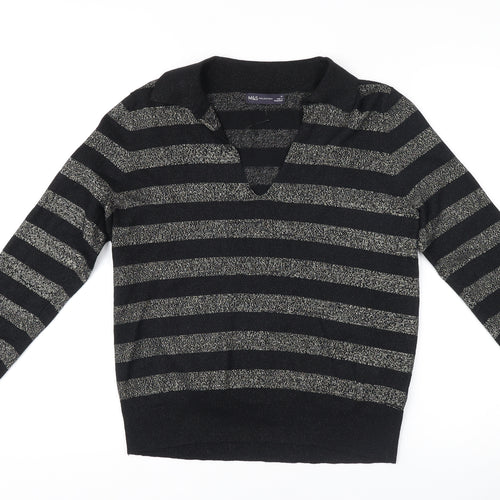 Marks and Spencer Black Striped Women's Pullover M