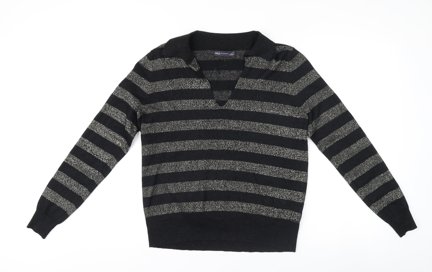 Marks and Spencer Black Striped Women's Pullover M