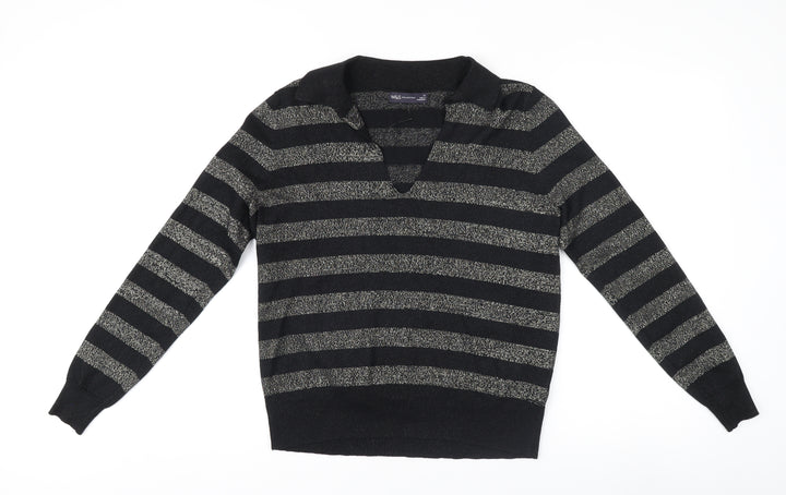 Marks and Spencer Black Striped Women's Pullover M