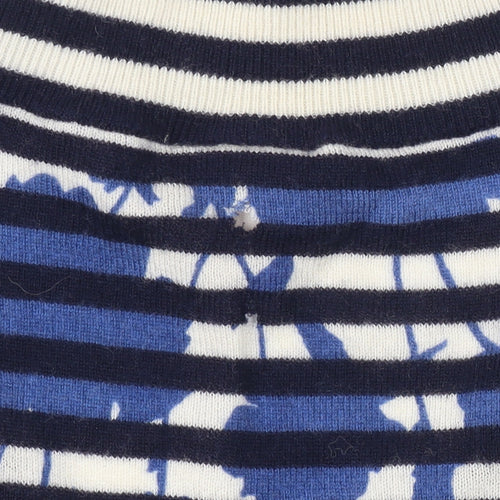 Whistles Women's Blue Striped V-Neck Jumper Size 2