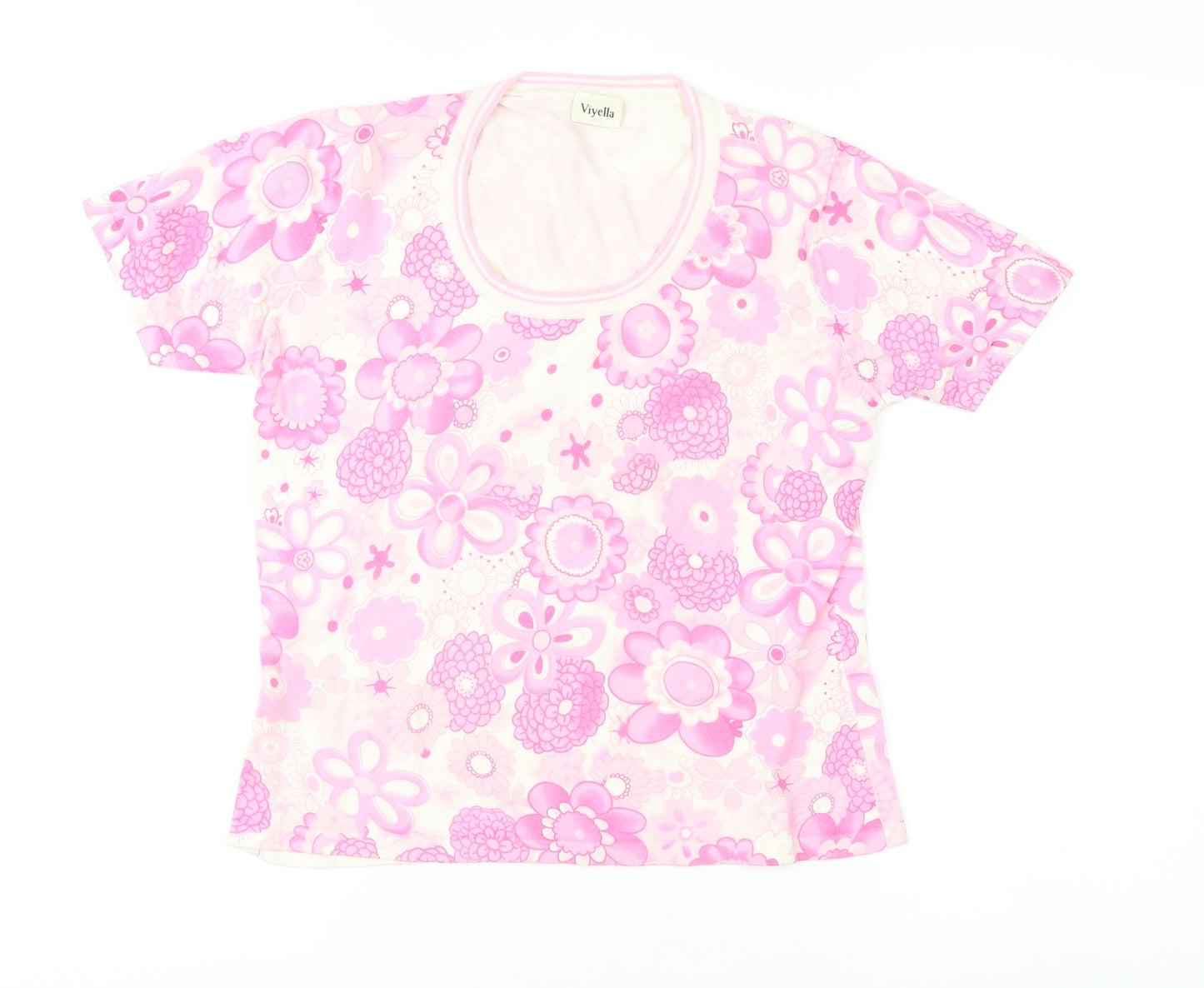 Viyella Women's Pink Floral T-Shirt, Size S, Casual Spring Top
