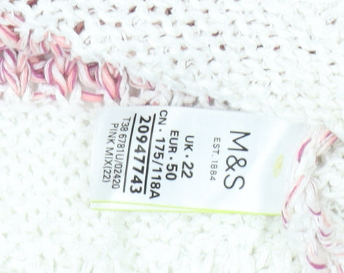 Marks and Spencer Women's Pink Striped Pullover Jumper Size 22