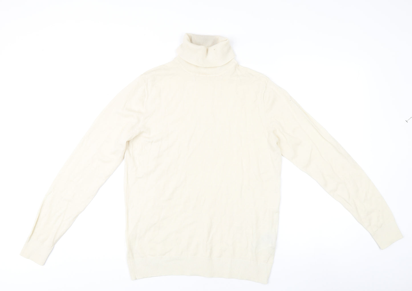 Uniqlo Women's Ivory Wool Roll Neck Pullover Jumper - M
