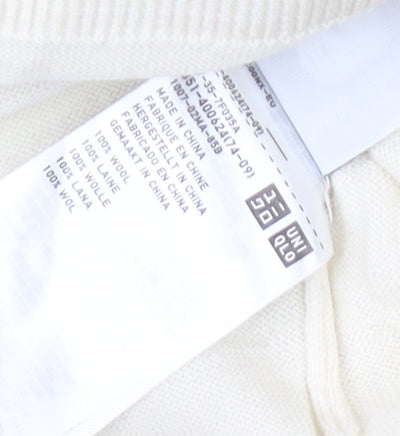Uniqlo Women's Ivory Wool Roll Neck Pullover Jumper - M