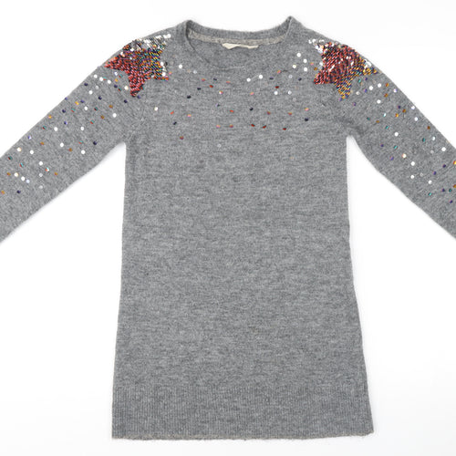 John Lewis Grey Sequin Jumper Teens Size 10 Pullover