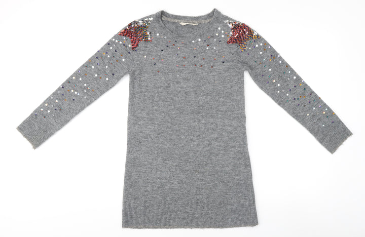 John Lewis Grey Sequin Jumper Teens Size 10 Pullover