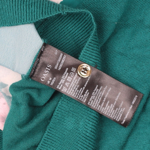 Oasis Women's Floral Green Cardigan, M, Long Sleeve