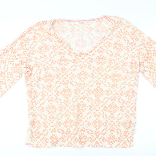 White Stuff Women's Pink V-Neck Geometric Pullover Size 16
