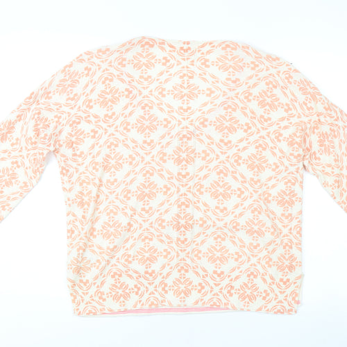 White Stuff Women's Pink V-Neck Geometric Pullover Size 16