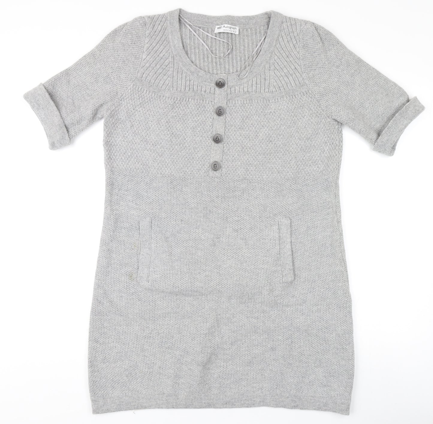 Marks and Spencer Women's Grey Henley Jumper Size 14