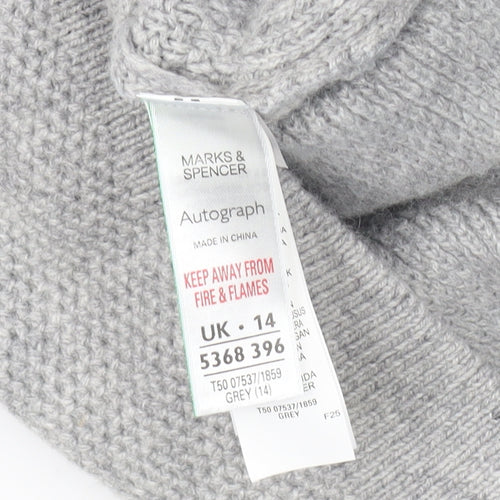 Marks and Spencer Women's Grey Henley Jumper Size 14