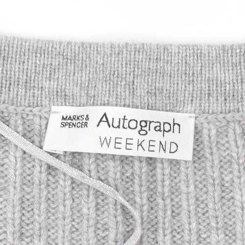 Marks and Spencer Women's Grey Henley Jumper Size 14