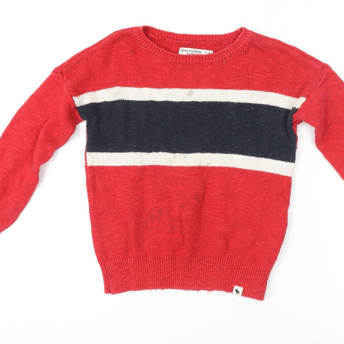 Abercrombie Kids Red Cotton Pullover Jumper, Size 5-6 - Boys
