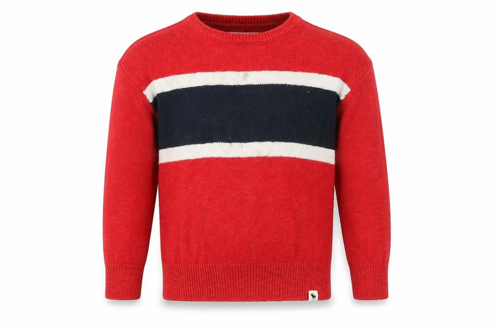 Front view of Abercrombie & Fitch Kids Red Cotton jumper, size 5-6, - boys’