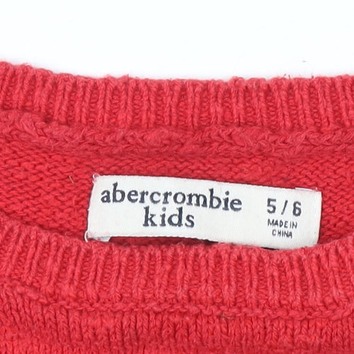 Abercrombie Kids Red Cotton Pullover Jumper, Size 5-6 - Boys