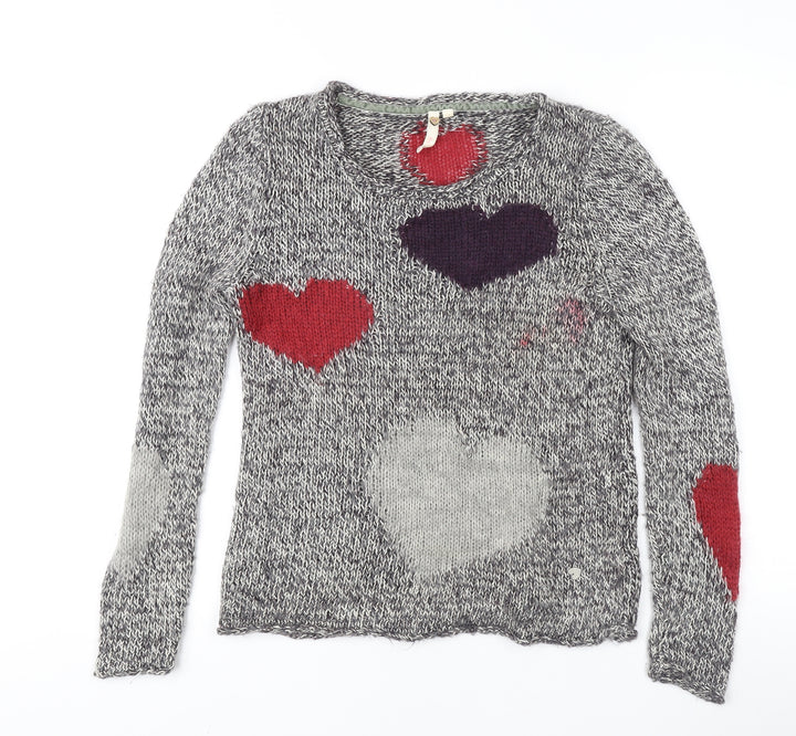 Women's Multicoloured Heart Pullover Jumper Size 10