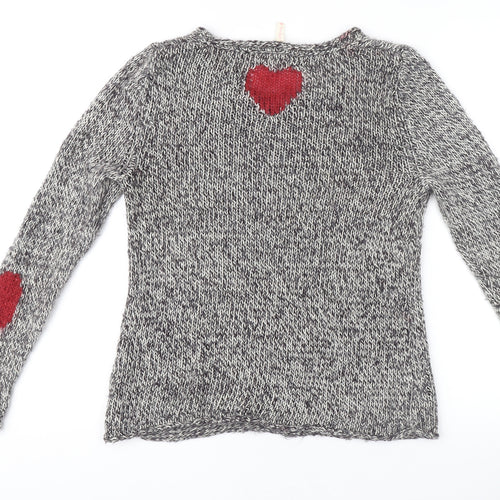 Women's Multicoloured Heart Pullover Jumper Size 10