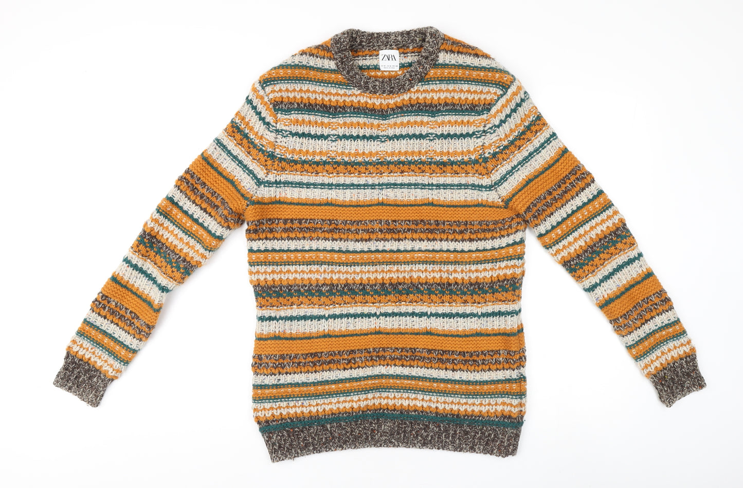 Zara Women's Multicoloured Striped Knit Pullover Jumper