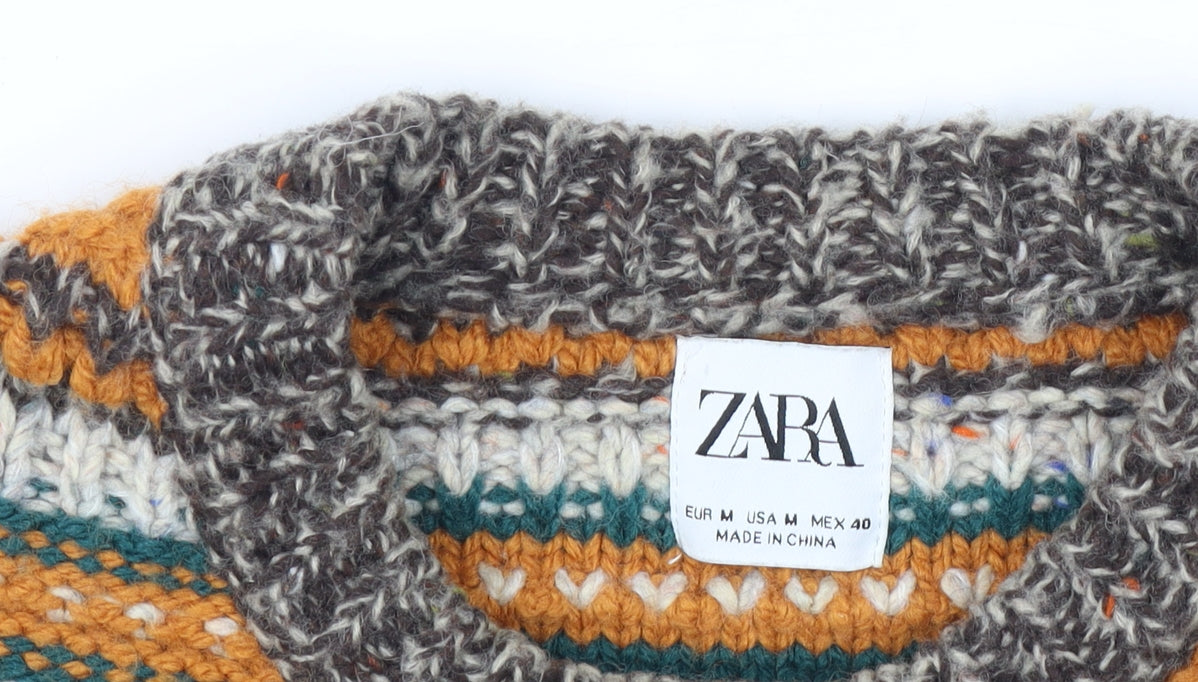 Zara Women's Multicoloured Striped Knit Pullover Jumper