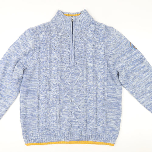 Atlas For Men Blue XL Cable-Knit Half Zip Jumper