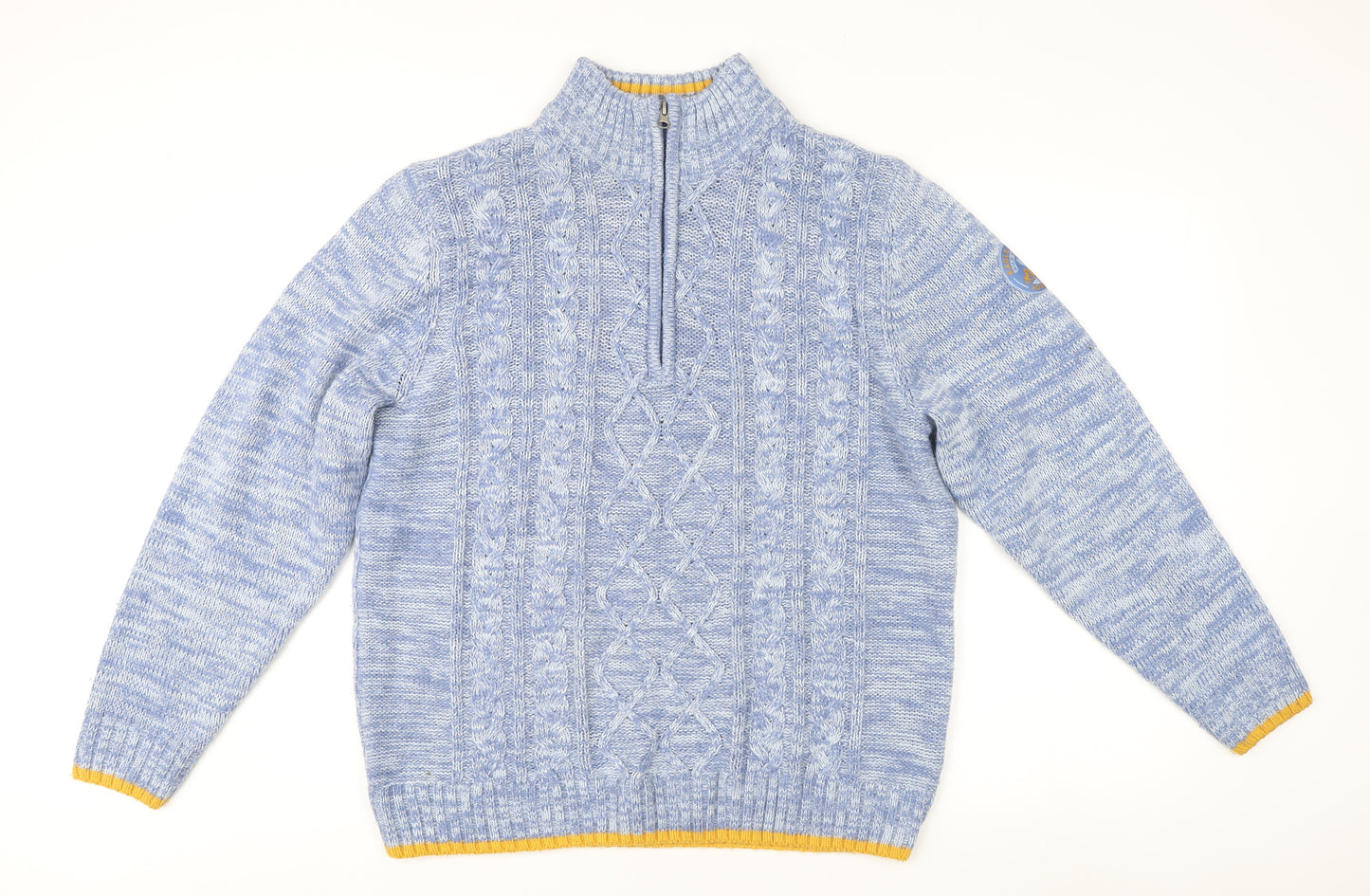 Atlas For Men Blue XL Cable-Knit Half Zip Jumper