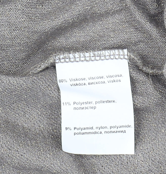 Women's Beige Short Sleeve Knitted Crew Neck Top Size 16