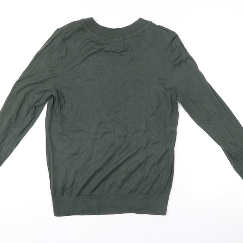 H&M Women's Green Pullover Jumper M Button Accent