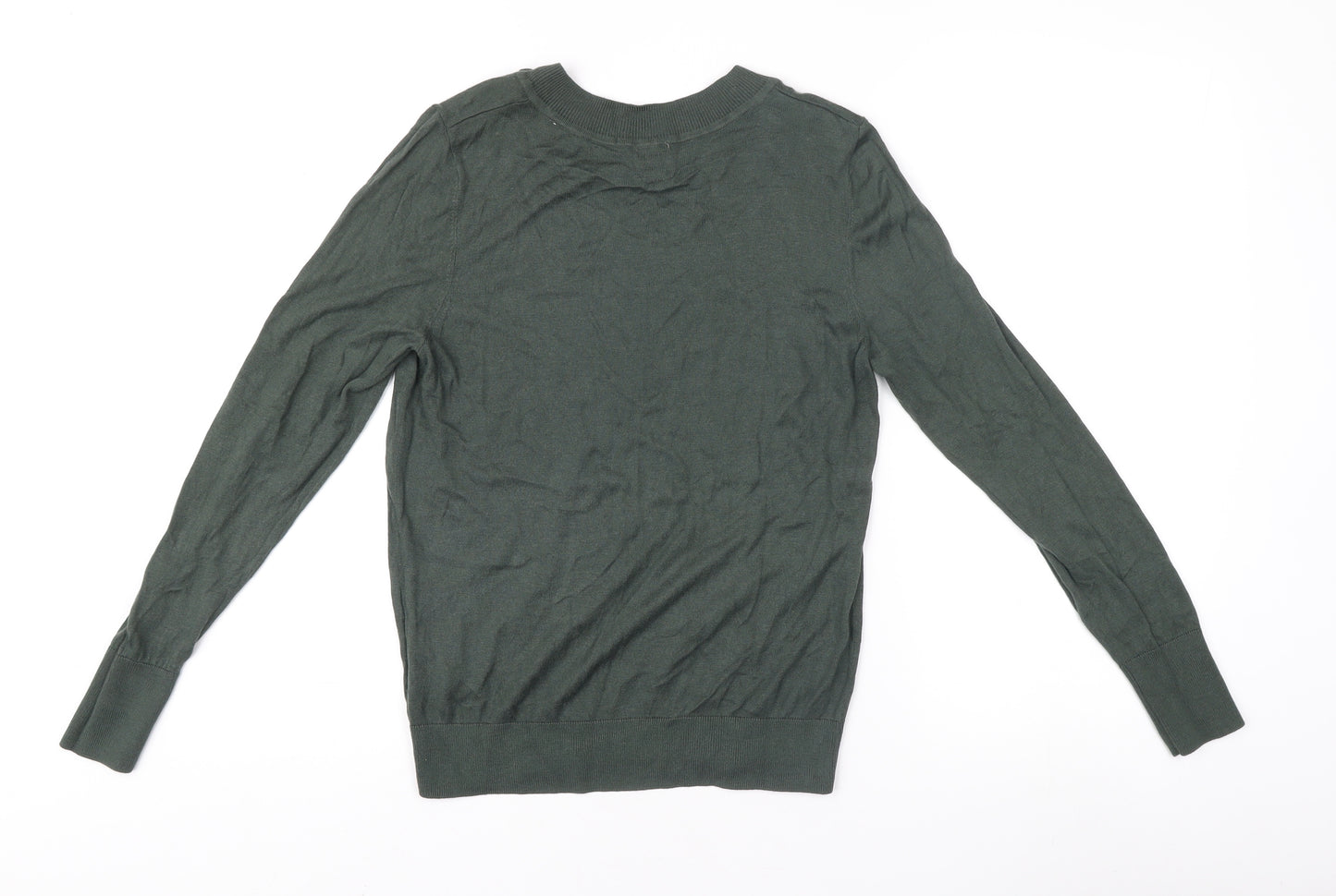 H&M Women's Green Pullover Jumper M Button Accent
