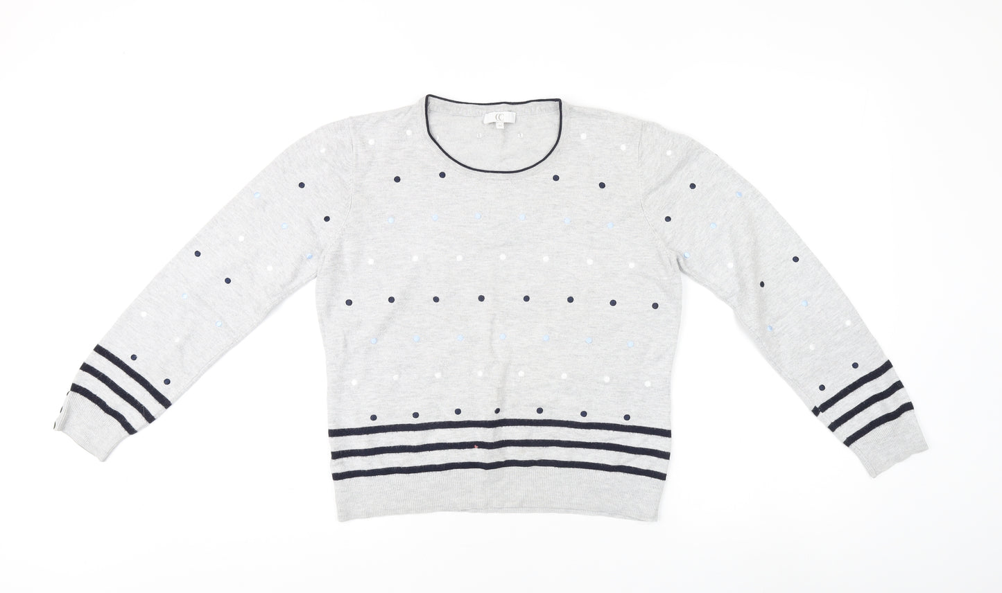 Women's Grey Polka Dot Pullover Jumper M