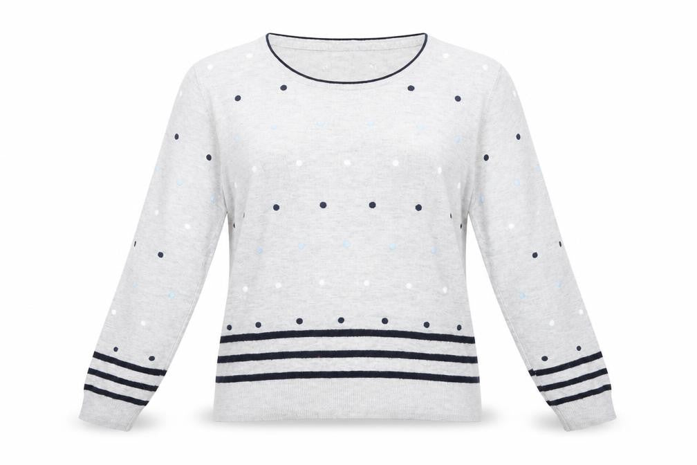 Country Casuals Women's Grey Polka Dot Pullover Jumper M