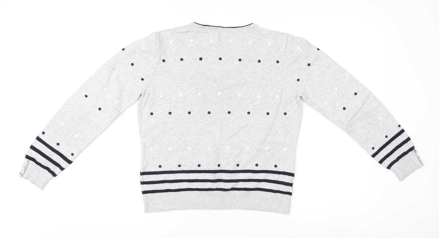 Women's Grey Polka Dot Pullover Jumper M
