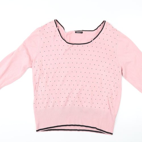 Roman Originals Women's Pink Polka Dot Jumper Size 20