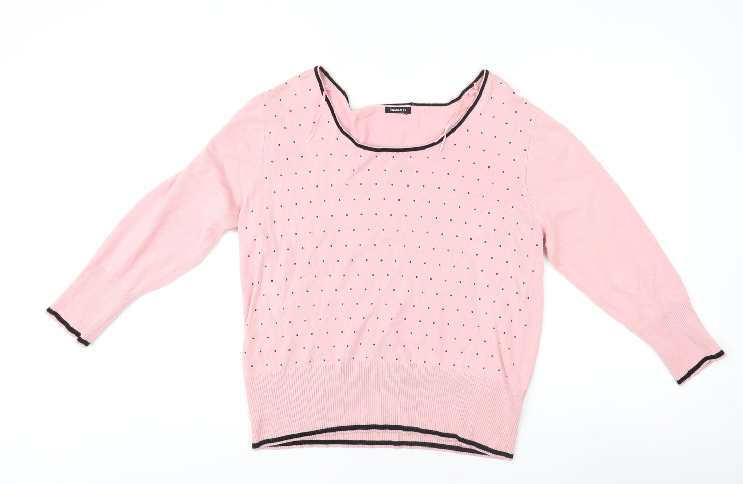 Roman Originals Women's Pink Polka Dot Jumper Size 20