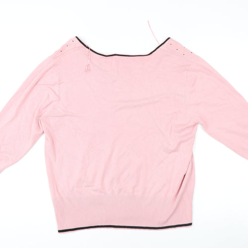 Roman Originals Women's Pink Polka Dot Jumper Size 20