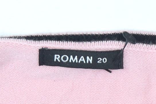 Roman Originals Women's Pink Polka Dot Jumper Size 20