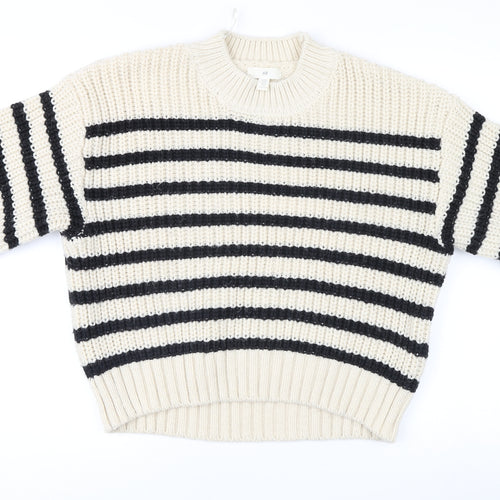 H&M Women's Beige Striped Pullover Jumper, M