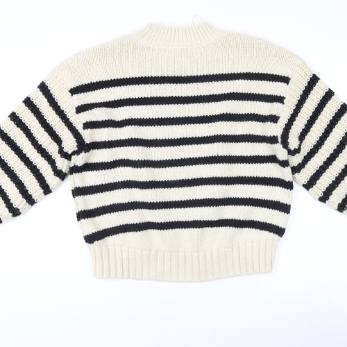 H&M Women's Beige Striped Pullover Jumper, M