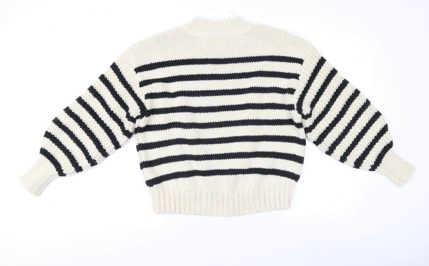 H&M Women's Beige Striped Pullover Jumper, M