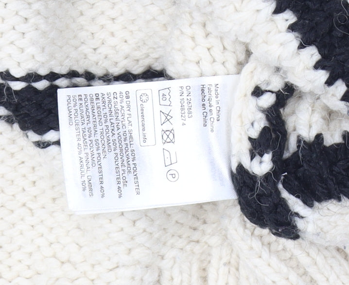 H&M Women's Beige Striped Pullover Jumper, M