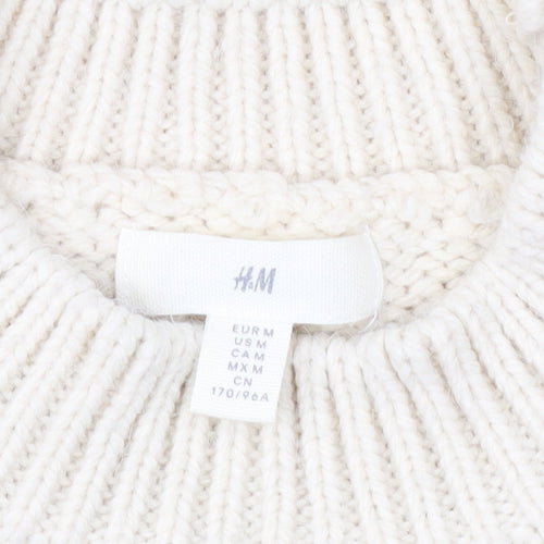 H&M Women's Beige Striped Pullover Jumper, M
