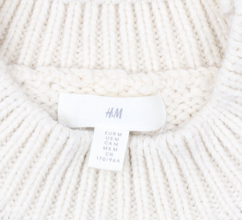 H&M Women's Beige Striped Pullover Jumper, M