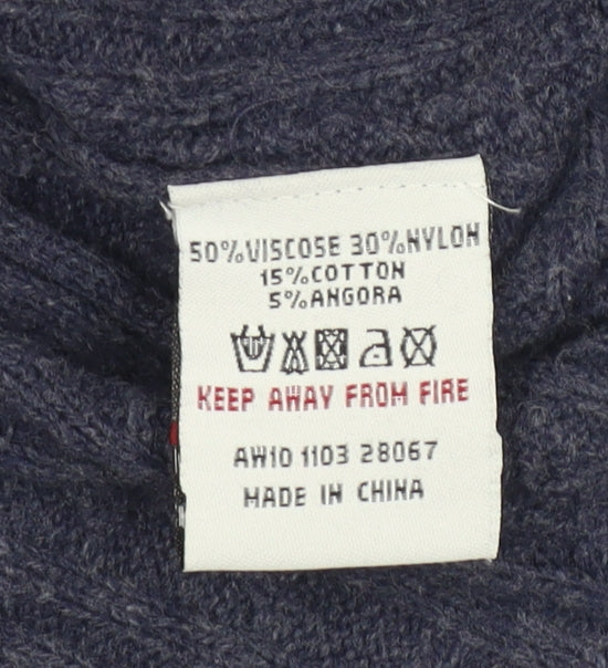 White Stuff Women's Blue Cable-Knit V-Neck Vest Size 14